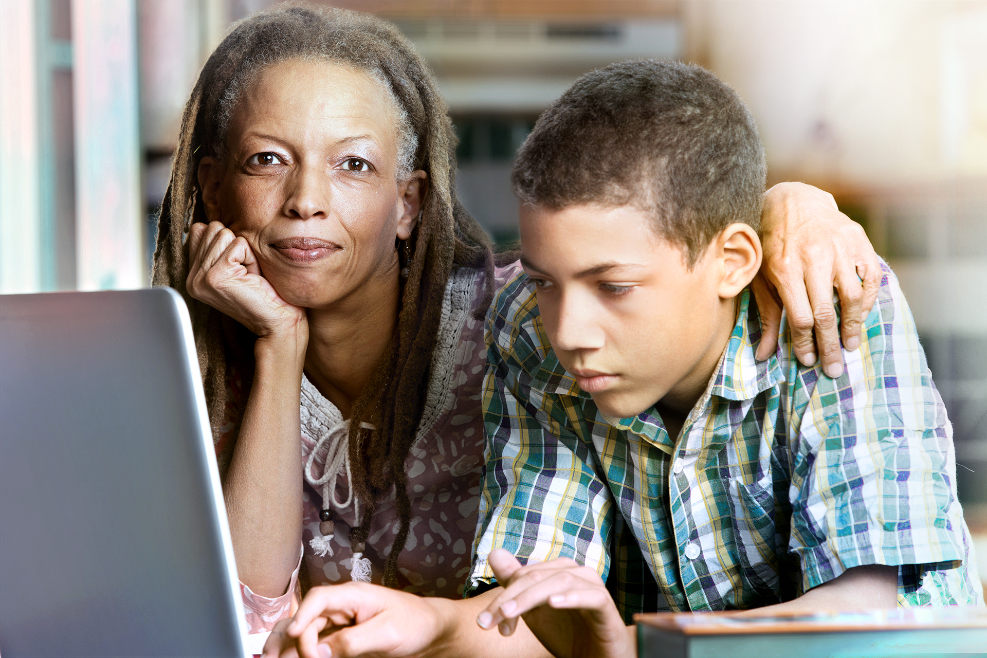 Mother with teenage son